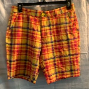 Hreski Men's Size 32 Golf Chino Shorts Tropical Lightweight Polyester 10" Inseam